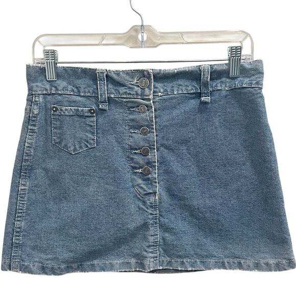 John Richmond Dresses & Skirts - Destroy John Richmond Vtg Y2K‎ Slub Denim Button Front Grunge Punk Mini Skirt 6